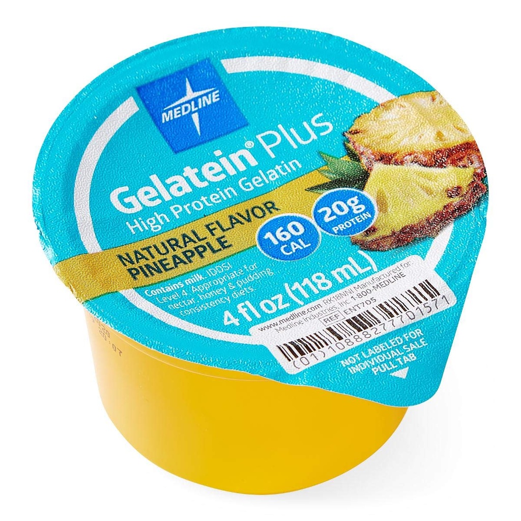 Medline 활동적인 젤라틴 플러스 보충교재, Serve, 단백질 및 Calorie에 쉬운 강화해, 파인애플 풍미, 4oz. 컵 (36의 케이스)