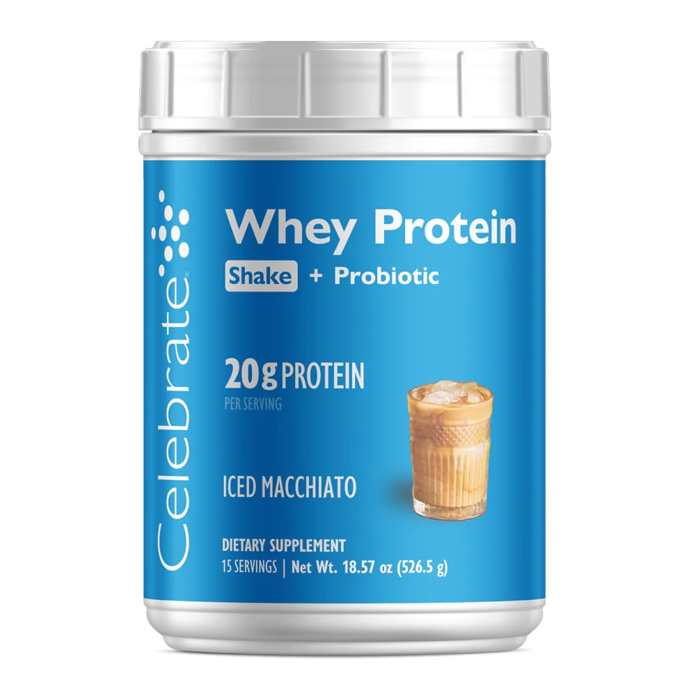 Probiotics & Prebiotics - 20g Whey Isolate Protein, Post Bariatric Surgery 환자를위한 높은 섬유 - Iced Macchiato (15 서빙)