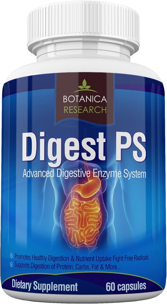 Digest PS : 고급 다이제스트 멀티 효소 지원 보충 - 매일 필수 소화 시스템 정리 : Bromelain, Lipase, Amylase, Lactase, Protease, Pectinase, Peptidase 채식 캡슐 알약