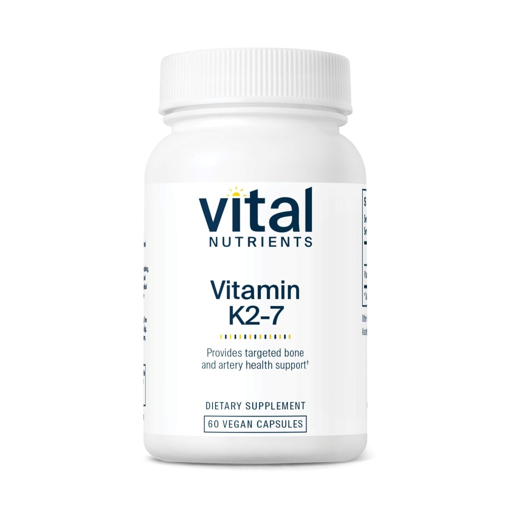 Vital Nutrients Vitamin K2-7 | 심혈관, 심장, 뼈 건강* | 비타민 K2 + MK7 | Vegan Vitamin K Supplement | 글루텐, 다이리, 소이 무료 | 비 GMO | 60 캡슐