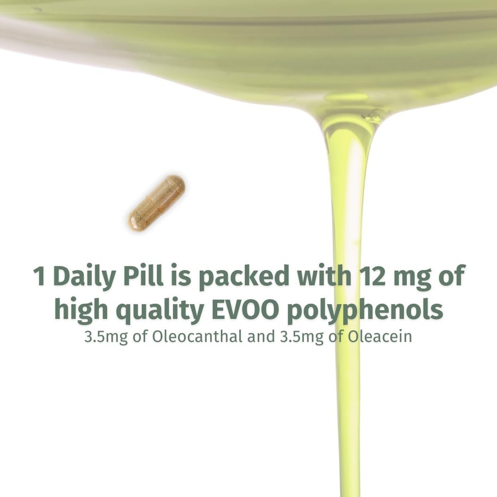 OleocanTM 캡슐 - 90 일 공급 - 프리미엄 EVOO 폴리 페놀 보충 - Oleocanthal의 3.5mg 및 Oleacein의 3.5mg - 광대 스펙트럼