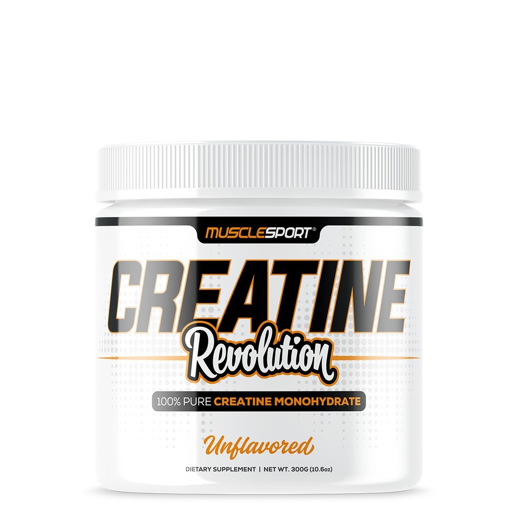 Musclesport 크레아틴 Monohydrate 분말 - Micronized 크레아틴 Monohydrate - 에너지, 힘 & 내구시간 - 300g, 불기