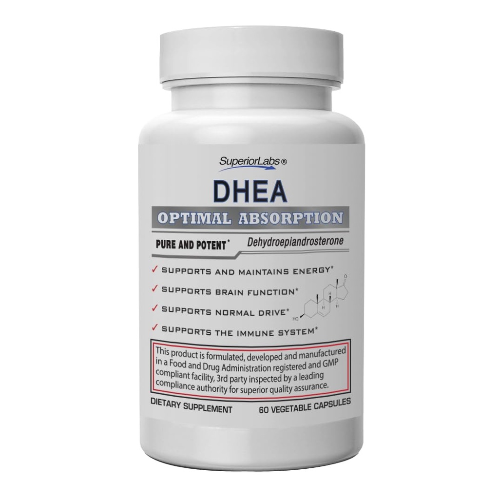 우량한 실험실 – 여분 힘 자연적인 DHEA – 비 GMO 100 mg 복용량, 60 식물성 캡슐 – 남자 & 여자에 있는 건강한 시효를 승진시킵니다 – 청소년 에너지 수준을 복원하는 것을 돕습니다