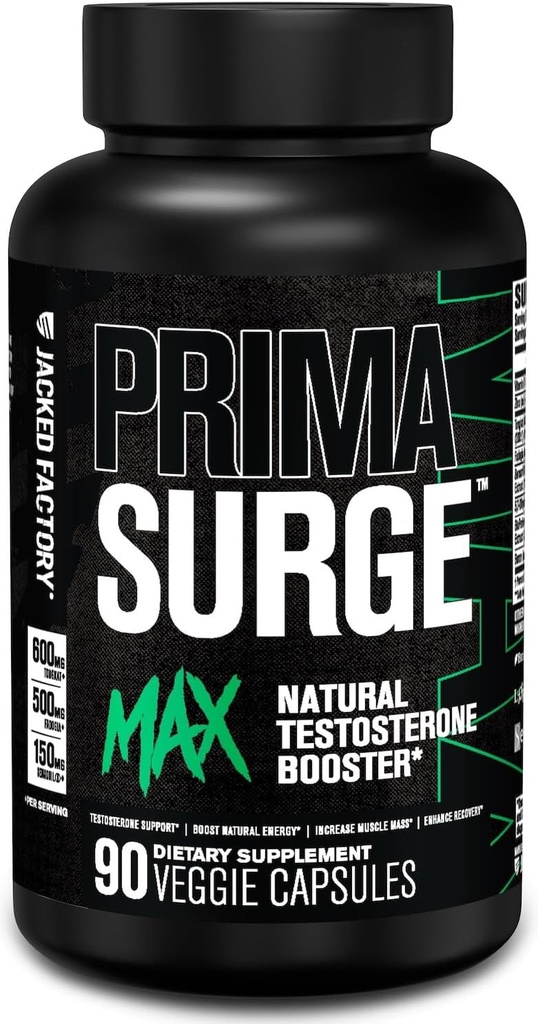 남자를 위한 Jacked 공장 Primasurge 최대 테스토스테론 승압기 - Tongkat Ali, Fadogia Agrestis & Sensoril Ashwagandha를 가진 자연적인 테스토스테론 보충교재 - 근육 질량을 위한 시험 승압기 - 90 조사