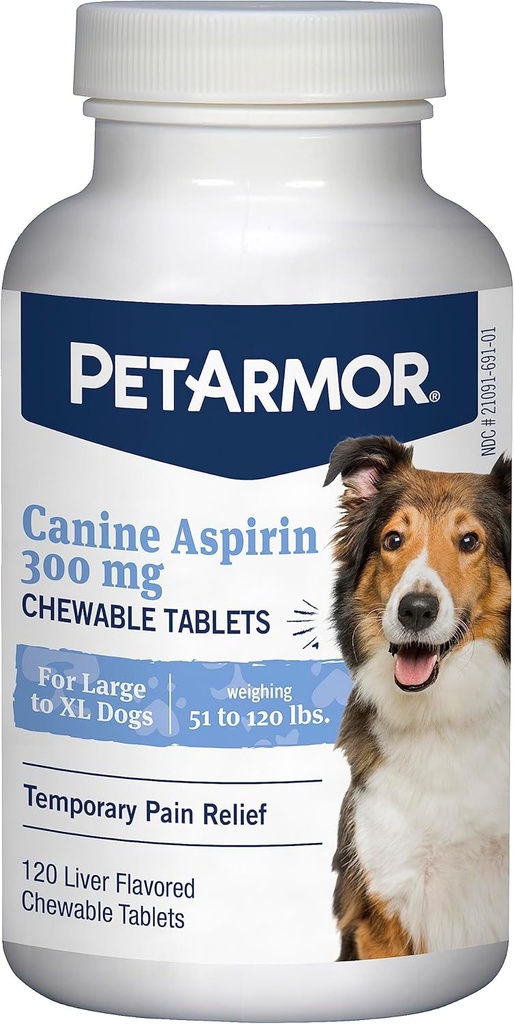 큰 개를 위한 PetArmor Aspirin, 빠른 행동 개를 위한 항염증제 및 고통 구호, 개를 위한 Vet 질 합동 지원 및 고통 Med, 120의 간장 맛있은 정제