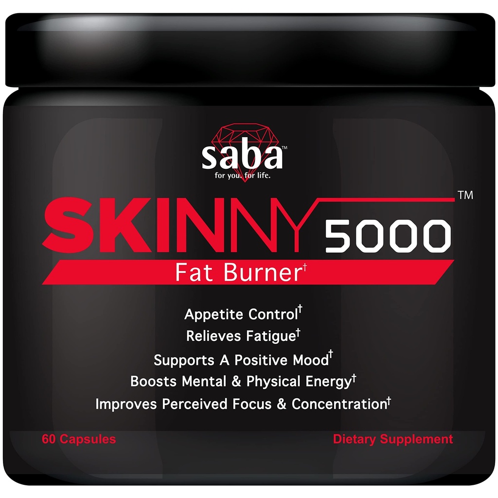 사바 마른 5000 - 피트 손실 -무게 손실 - 식욕 제어 -Mild Jitter-Free Energy- Focus -60 캡슐