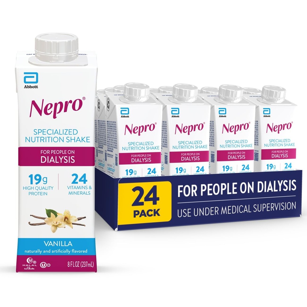 Dialysis, 19g 단백질, 420 칼로리, 바닐라, 8 fl oz, 24의 팩에 사람들을 위한 Nepro 영양 Shake