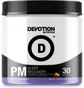 Devotion Nutrition PM Sleep Recovery | Stevia Sweetened | 에너지, 휴식 마음, 지원 무드, 강화 된 대사 | 30 인분 (Raspberry Lemonade)