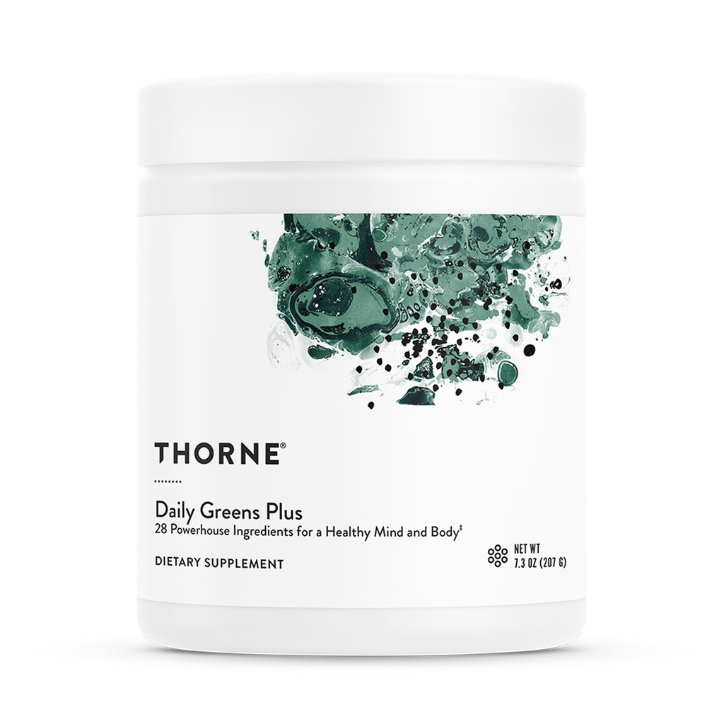 THORNE - 매일 그린 플러스 - Matcha, Spirulina, Moringa 및 Adaptogen, Mushroom 및 산화 방지 혼합과 포괄적인 녹색 분말 - 새로 고침, 민트 맛 7.2 Oz - 30 서빙