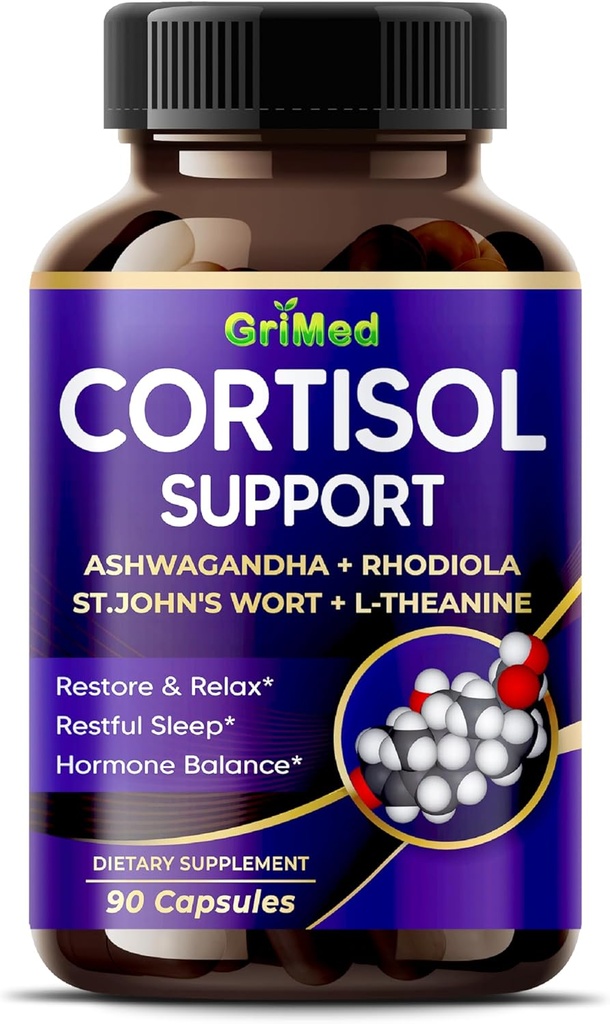 GriMed Ashwagandha Rhodiola 14,150mg - St.John 's Wort, L-Theanine - 복원 및 휴식, 휴식 수면 - 미국 제작 및 테스트 (90 개)