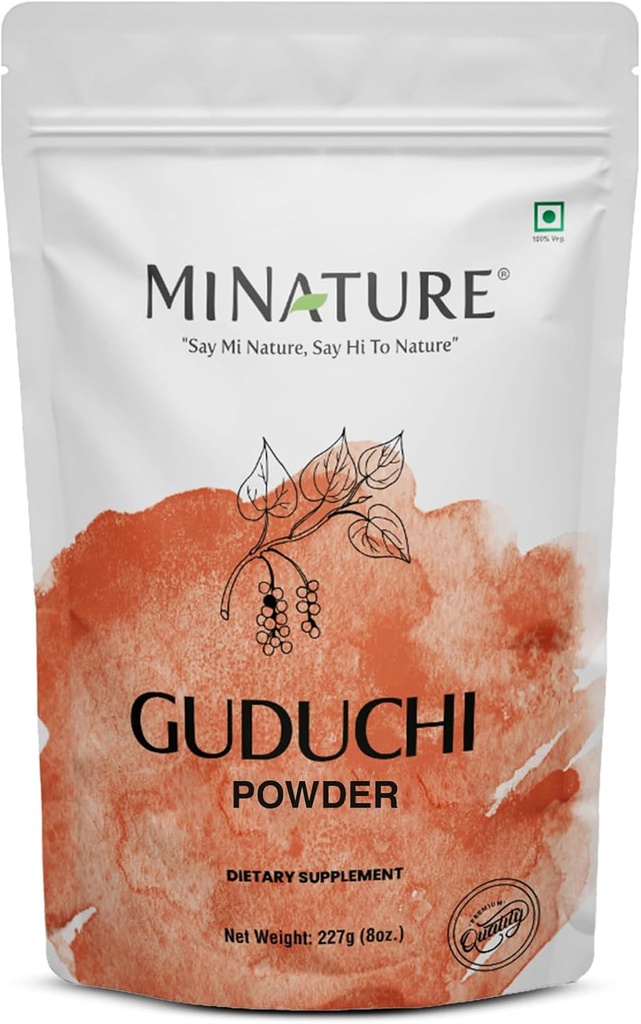 분체 Guduchi (Giloy) 분말 | (Tinospora Cordifolia) | 건강한 소화 | 면역 부스터|인기 Giloy 분말 | Resealable Zip 자물쇠 파우치 | 227g (8oz)