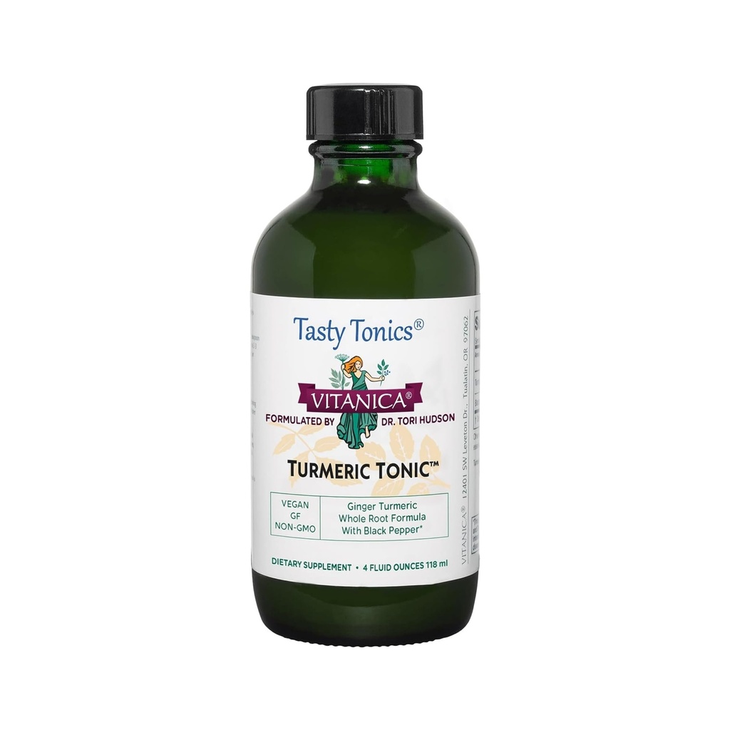 Vitanica, 심황 Tonic, 비 GMO 액체 심황 Curcumin 보충교재 1000 mg, 까만 고추와 더불어, 산화 방지제, Vegan, 글루텐 자유로운, 4 Ounce