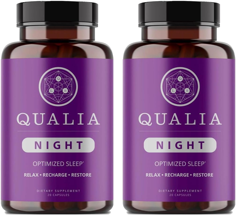 Qualia Night Sleep Aid | Non-Habit Forming | 딥 리프레시 수면에 대한 과학적 보완 | Melatonin-Free, Vegan, Non-GMO, 글루텐 프리