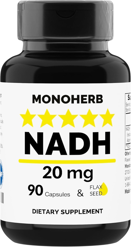 MONOHERB NADH 20 mg - 90 채식 캡슐 - 감소 된 니코틴 아데닌 Dinucleotide 보충