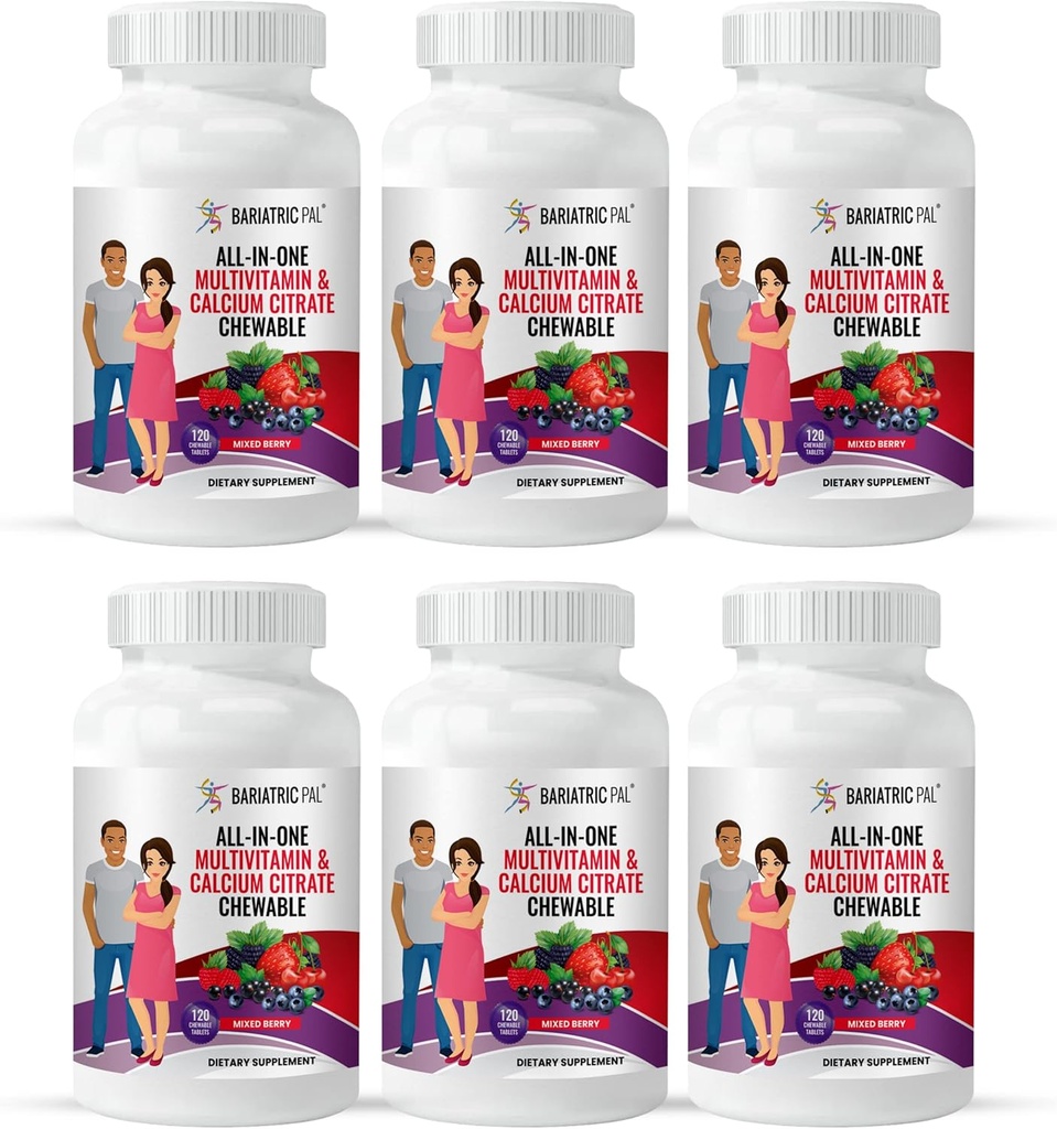 BariatricPal "알-인-ONE Chewable Multivitamin 칼슘 시트레이트 및 철 - 혼합 Berry (180 일 공급)