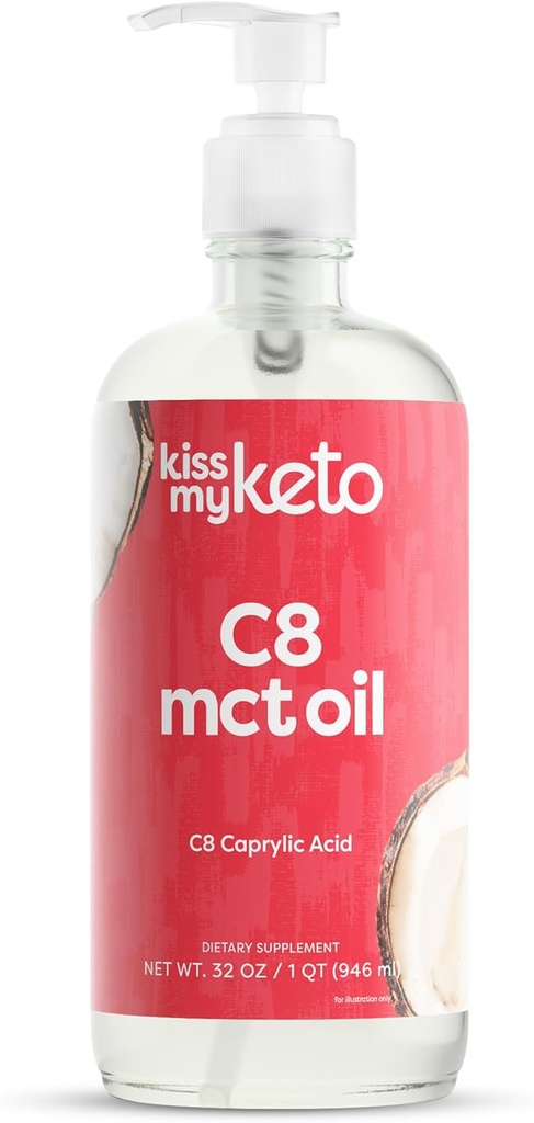 키스 내 Keto MCT 오일 C8 - 32 온스 순수한 C8 MCT 오일 Keto 연료 - 펌프와 병 - 높은 Octane Caprylic 산 - Keto 순수 MCT 코코넛 오일 두뇌 연료 - 액체 코코넛 MCTOil 순수