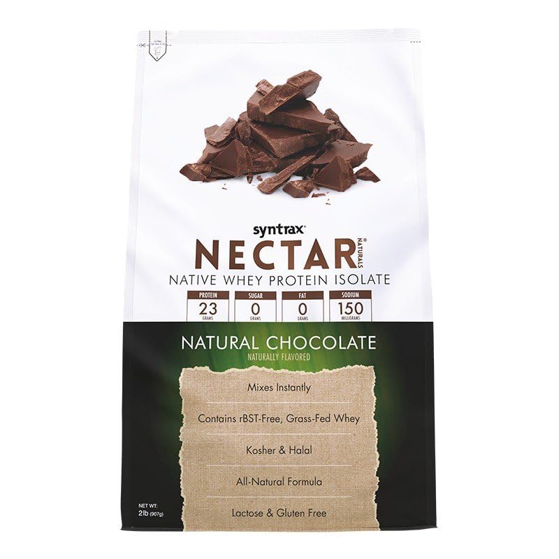 Syntrax Nectar Naturals, All Natural Whey Protein Isolate, Smooth & Creamy, Natural Chocolate, 2 파운드.