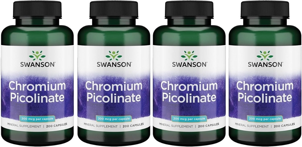 Swanson Chromium Picolinate - Metabolism & Weight Management를 촉진하는 자연적인 보충교재 - 정상적인 범위 내의 건강한 수준 이미 - (200의 캡슐, 각각 200mcg)