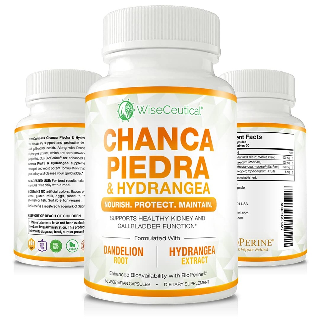 최대 힘 Chanca Piedra, Hydrangea & Dandelion 뿌리 - 자연적인 Kidney & Gallbladder 공식 - 돌, 홍조 불순, Cleanse Urinary Tract - BioPerine로 강화해. 60의 Veggie 캡슐.