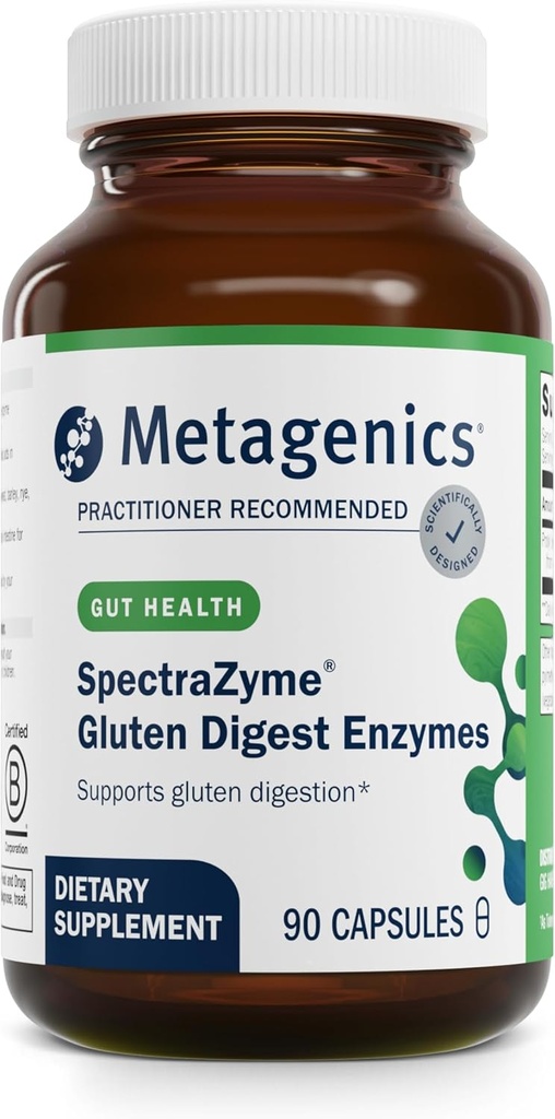 Metagenics SpectraZyme 글루텐 소화 효소 - 소화 효소 - 소화 밀, 보리 및 Rye 곡물 * 도움 - Gut 건강 보충교재 * - 비 GMO, 글루텐 - 무료 & 채식주의자