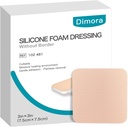 국경 10 팩 3" x 3" 없이 Dimora 실리콘 거품은 부상을 위한 높은 흡수성 접착제 방수 붕대, 부상 배려 및 드레싱을 위한 커트테이블 패드를 방수 처리합니다