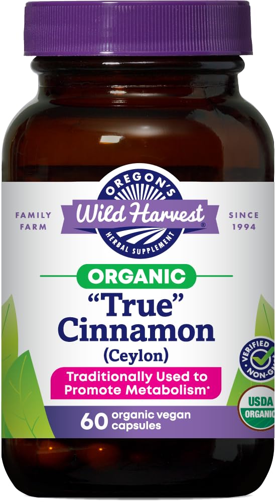 Oregon 's Wild Harvest Organic True Cinnamon Ceylon 60 카운트 빈 캡슐