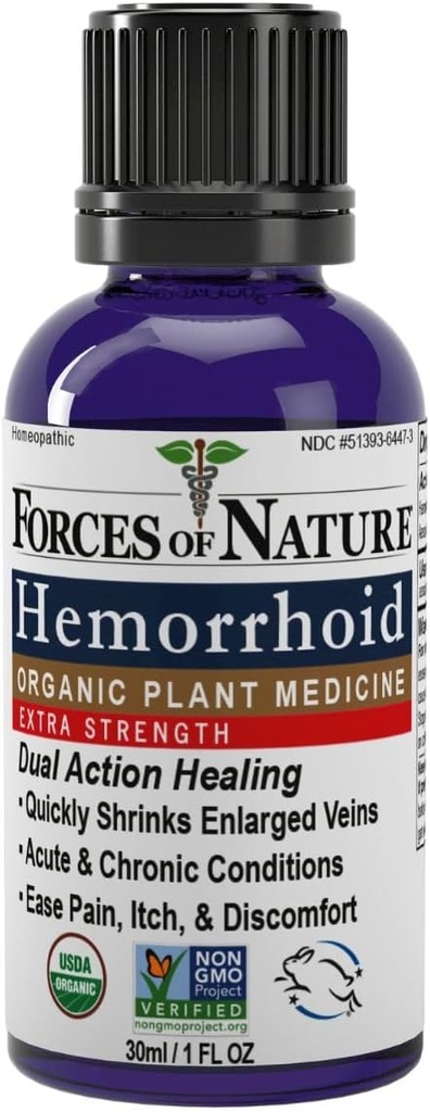 자연 치질 통제 여분 힘의 힘, 바느질 Hazel를 가진 유기 Homeopathic 약, 말 Chestnut 및 가려움, 팽윤 & 불편, 1.0 FL OZ를 위한 Soothing 정유의 힘