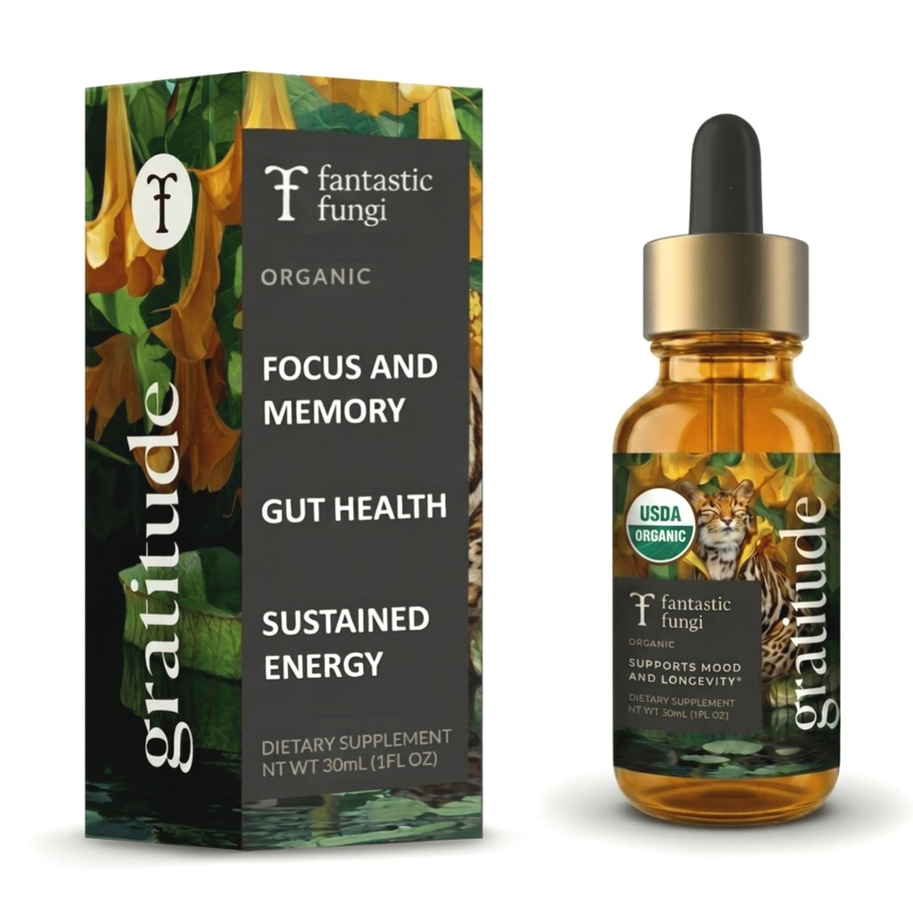 환상적인 Fungi 버섯 추출물 - Cordyceps, Reishi, Lion 's Mane, Chaga, Turkey Tail, Shiitake, Maitake & Tremella - Adaptogen Liquid Tincture, 1 fl oz와 8-in-1 유기 복합 버섯 보충