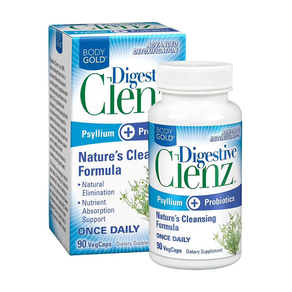 Body Gold Digestive Clenz | 건강한 해독, 제거 및 영양 흡수 지원 | 30 서빙, 90 VegCaps