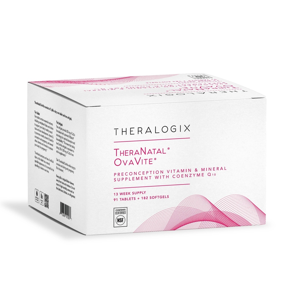 Theralogix TheraNatal OvaVite Preconception Vitamins - 13-Week Supply - CoQ10* - NSF 인증 - 91 Tabs, 182 Softgels (91 서빙) 여성을위한 예비 비타민 및 비료 보충