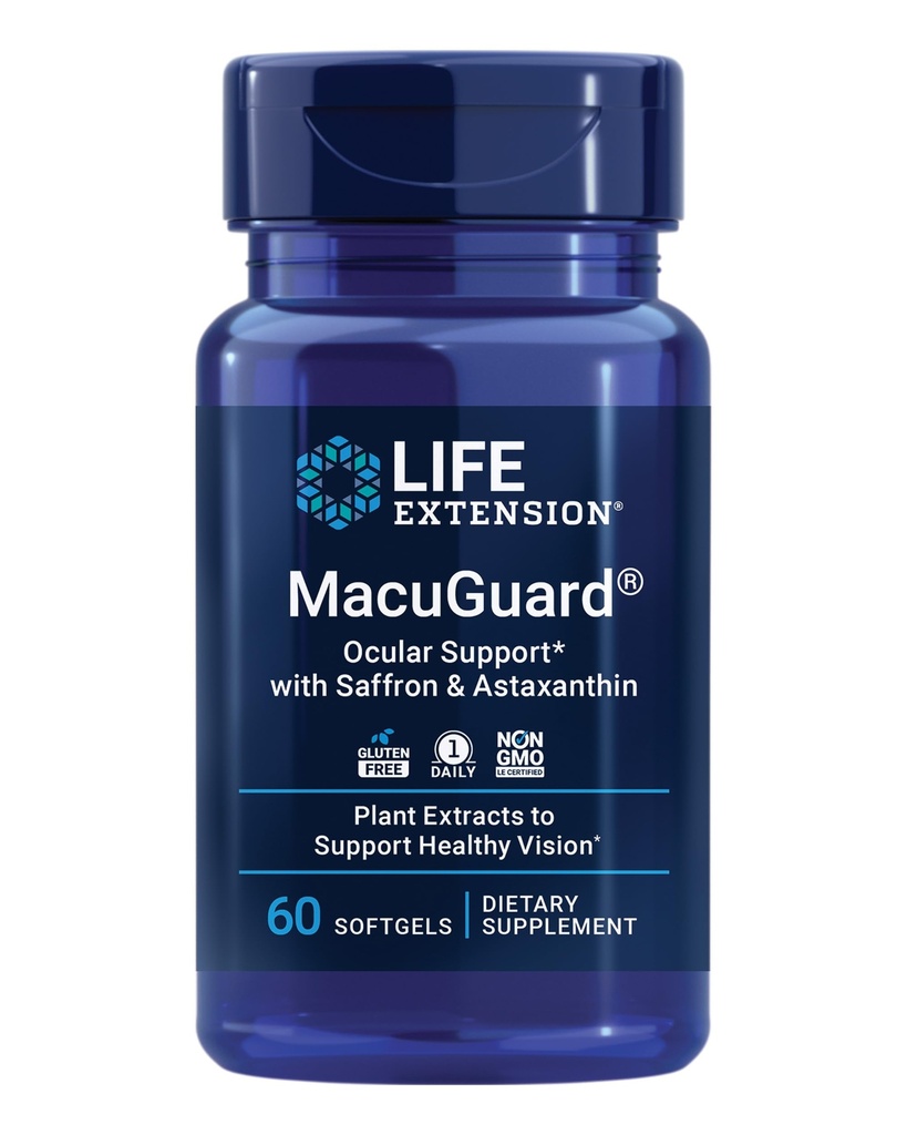 생활 연장 MacuGuard Ocular 지원 Saffron & Astaxanthin – 건강한 시각을 위한 눈 건강 보충교재 – Lutein와 더불어, zeaxanthin, Meso-zeaxanthin – 글루텐 자유로운, 비 GMO – 60 softgel