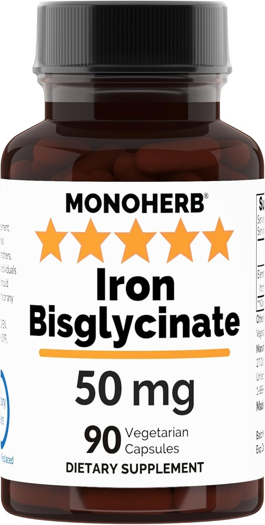 철 Bisglycinate 50 mg - 90 Veg 캡슐 - 캡슐 당 성분 철의 50 mg