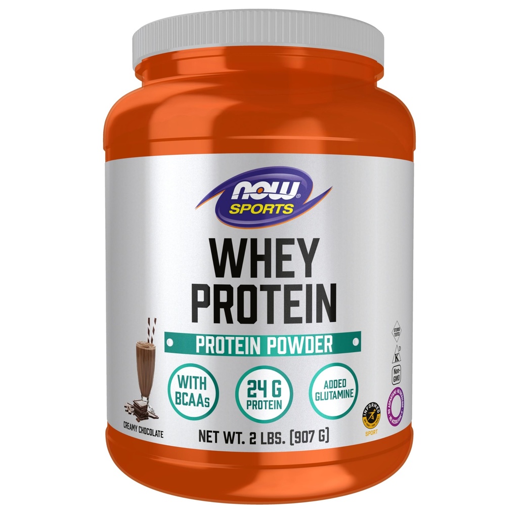 NOW 식품 스포츠 영양, Whey Protein, 24 G BCAA, 크림 초콜릿 분말, 2-Pound
