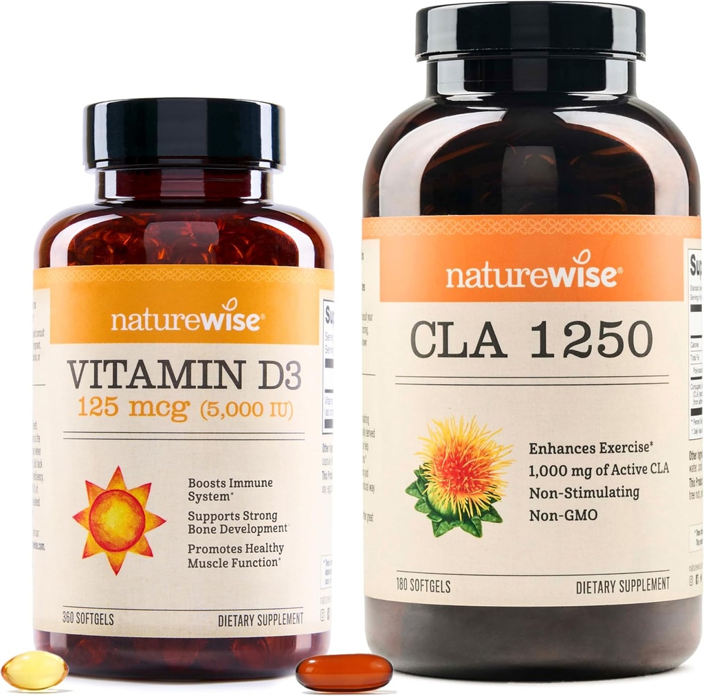 NatureWise 비타민 D3 5000iu (125 mcg) 1 년 공급 CLA 1250 자연적인 운동 증진