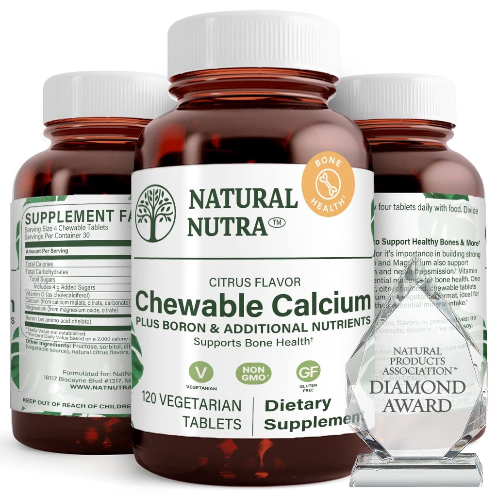 Bone 힘을 위한 자연적인 Nutra Chewable 칼슘 보충교재는, 근육 건강을 승진시킵니다, 도움 강화한 치아 건강, 지원 Nerve 건강 및 심장 혈관 건강, 뼈 힘, 120의 정제를 개량합니다