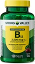스프링 밸리, 비타민 B12 2500 MCG, B12 Quick-Dissolve 체리 맛 정제 다이어트 보충교재, 비타민 B12, 120 조사 - 새로운 보기 (1의 포장)