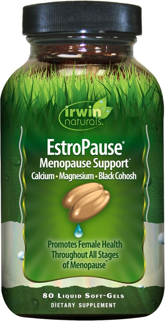 Irwin Naturals EstroPause Menopause 지원 - 80 액체 Softgels - 칼슘, 마그네슘 및 검정 Cohosh를 가진 Menopause의 모든 단계를 승진시킵니다
