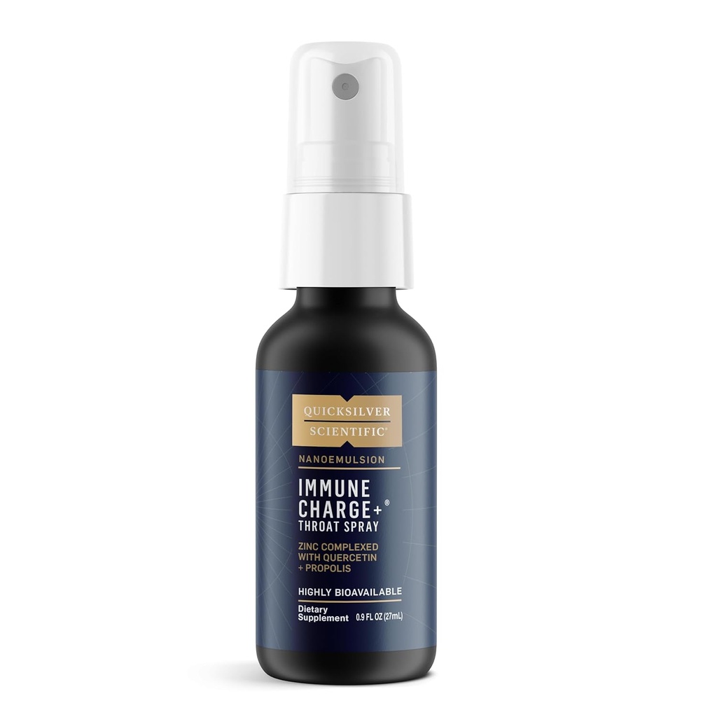 Quicksilver Scientific Immune Charge+ 아연 스로트 스프레이 - Quercetin을 가진 Immune 지원 액체 아연 보충교재 - Liposomal 흡수 기술 (0.9 oz/27ml)를 가진 'Throat 외투'