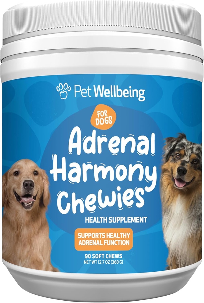 애완 동물 웰빙 Adrenal Harmony Chewies for Dogs - Vet-Formulated - 개 Adrenal 지원, Cortisol 균형, Ashwagandha, Bacopa - 초본 보충 (90 연약한 Chews)