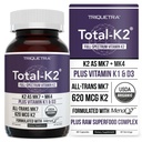 Total K2® | 비타민 K2 as MK7 & MK4 | Plus K1 & 비타민 D3 Cofactor - 620 mcg K2 per 서빙 - MenaQ7® - Full-Spectrum Vitamin K - Vegan, 유기농 인증 (60 캡슐)