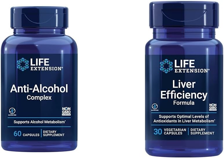 Life Extension Liver Health Support는 Anti-Alcohol Complex 및 Liver Efficiency Formula로 번들을 지원합니다.
