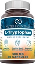 L-Tryptophan 규정식 보충교재 500 mg 60 캡슐 (Non-GMO) - 자유로운 모양 L 트립토판의 500 mg를 가진 자연적인 잠 원조 보충교재 - 순환 & 면역성이 있는 지원*