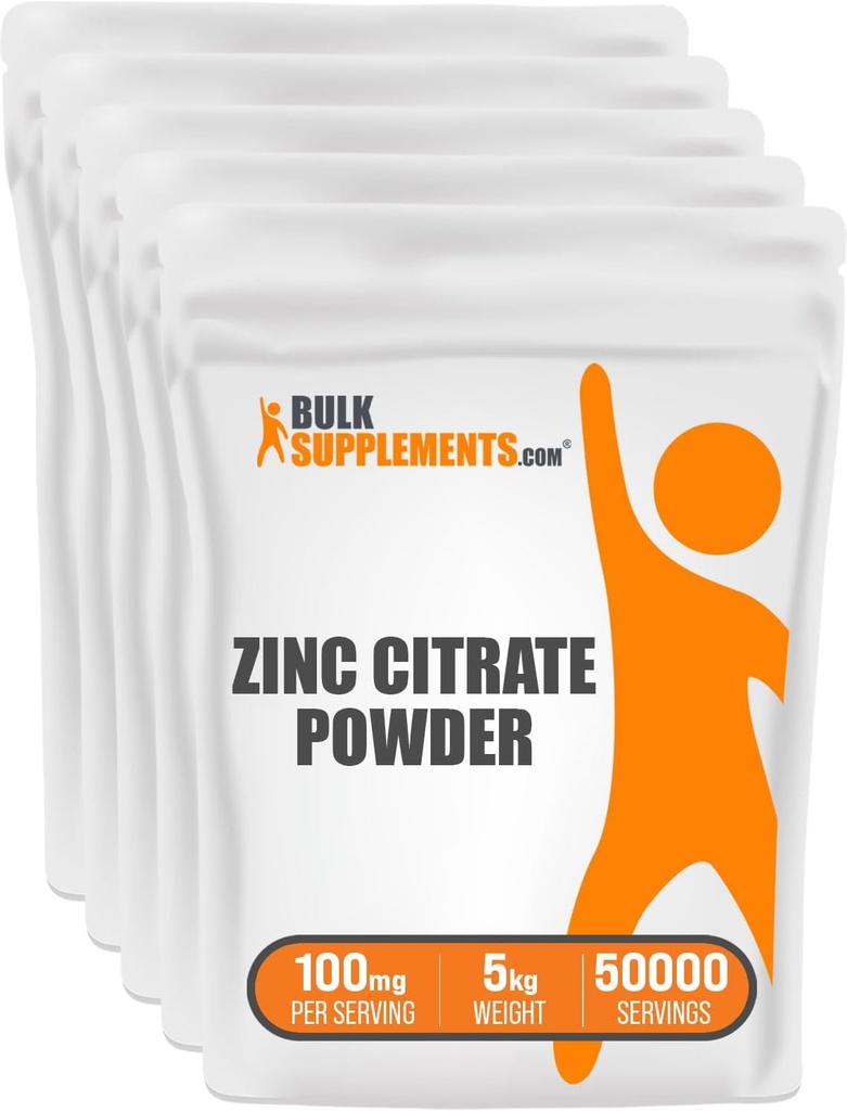BulkSupplements.com 아연 시트레이트 분말 - 아연 보충제, 아연 30mg, 아연 분말 - Immune 지원을위한 순수한 아연 시트레이트 - 글루텐 무료, 서빙 당 100mg, 5kg (11 파운드)