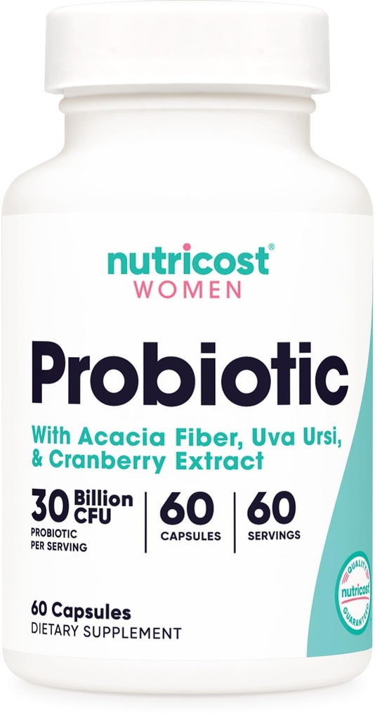 여성을위한 Nutricost Probiotic 30 억 CFU, 60 캡슐 - Acacia 섬유, Uva Ursi 및 Cranberry 추출물, Non-GMO 및 글루텐 무료