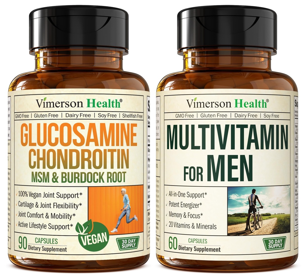 Vegan Glucosamine Chondroitin MSM 합동 지원 보충교재 & 남자를 위한 완전한 Multivitamin