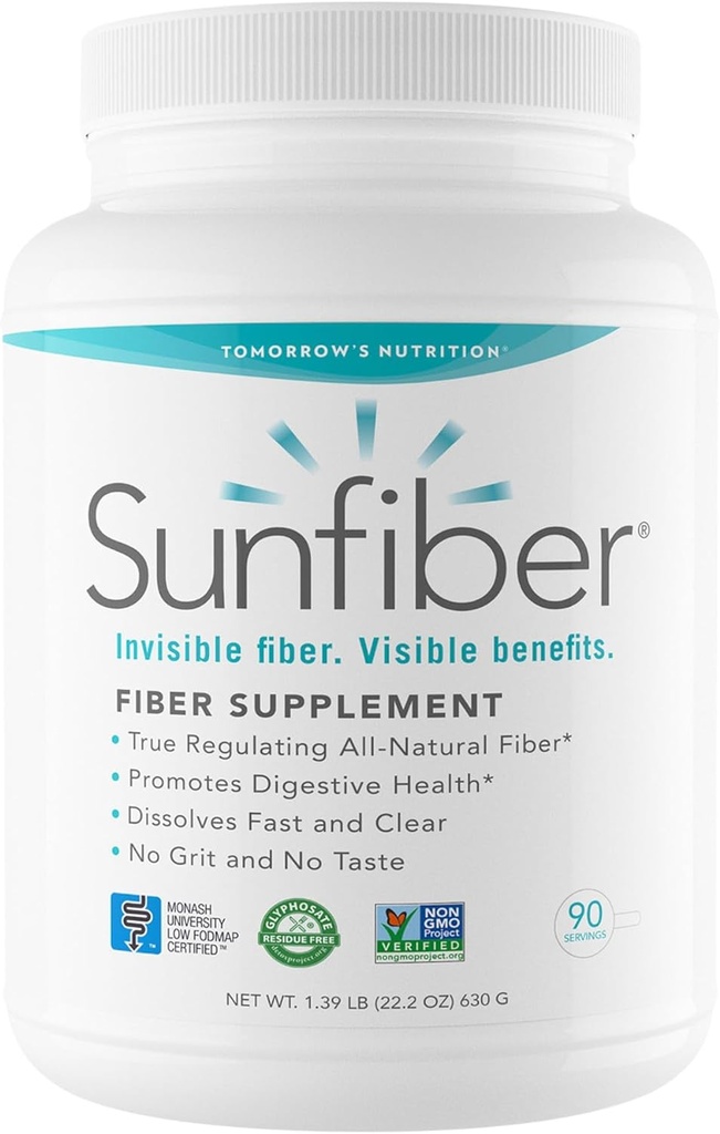 내일의 영양, Sunfiber, 소화 건강을 위한 Prebiotic 섬유 보충교재, 낮은 FODMAP, 글루텐 자유로운, 불발한, 90의 서빙