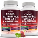 새로운 AGE COQ10 200mg 빨간 효모 밥 3000mg 오메가 3-6-9 3000mg 마그네슘 복합 500mg 아연 비타민 K2 D3 - 비타민 B3, 코엔자임 Q10-120 조사를 가진 여자와 남자를 위한 비타민