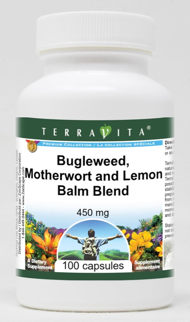 갑상선 지원 - Bugleweed, Motherwort 및 Lemon Balm - 450 mg (100 캡슐, ZIN : 511178) - 2 팩