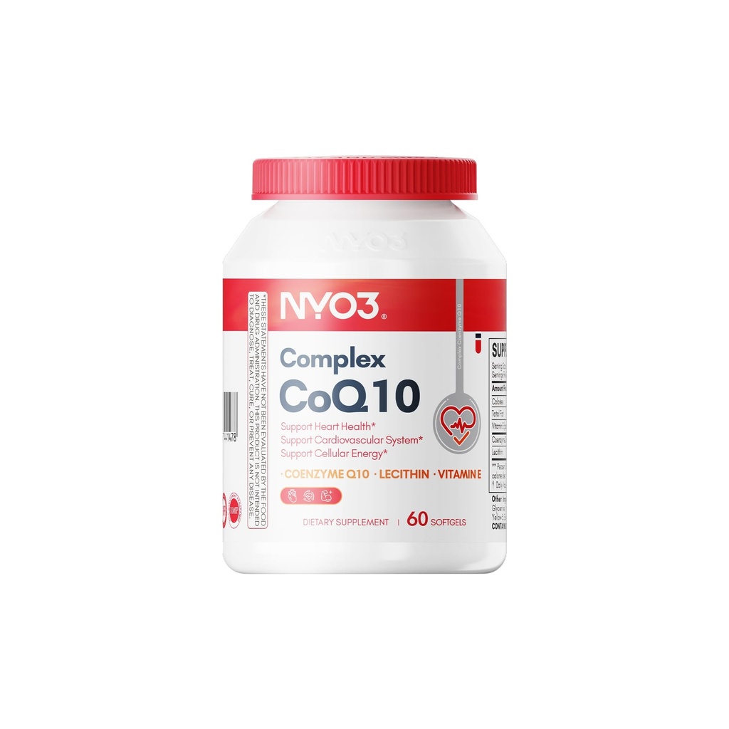 Lecithin와 비타민 E, 매우 높은 흡수, 심장 건강 & 에너지 생산을 위한 산화 방지제, 높은 Coenzyme Q10 내용을 가진 NYO3 CoQ10 200mg, 글루텐 자유로운, 비 GMO, 60 일 공급
