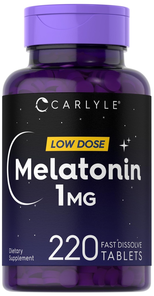 Carlyle Melatonin 1 mg | 220 빠른 용해 정제 | 낮은 복용량 | 채식주의, 비 GMO, 글루텐 무료